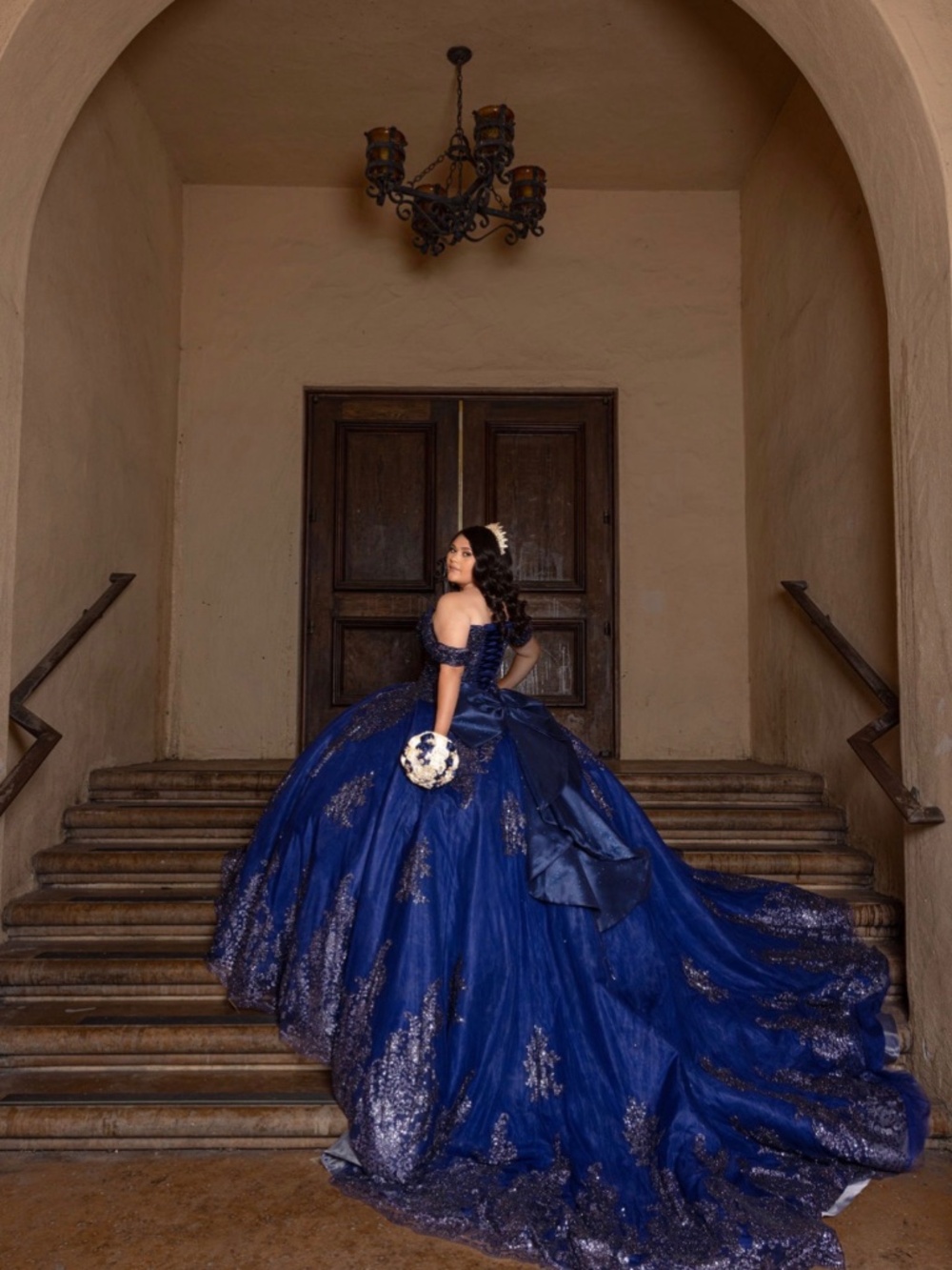 Navy blue quinceañera dress